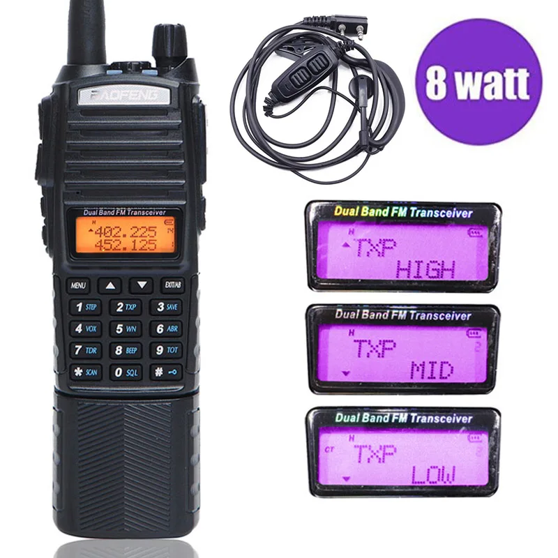 

Baofeng UV-82 Plus Walkie Talkie 8W Powerful 3800mAh Extended DC Battery UV82 Dual PTT Band Radio Transceiver Amateur Ham UV 82
