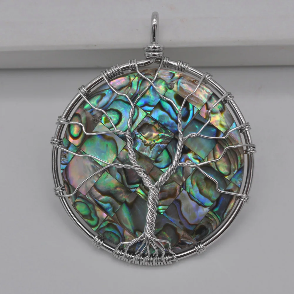 

Lucky Handmade Tree of life New Zealand Abalone Shell Wire Wrap Pendant Jewelry For Woman Gift S067
