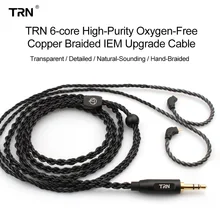 Для TRN 0,75 мм 0,78 мм MMCX HiFi Качество звука 6 нитей проволоки тканый высококачественный штекер вокруг уха высокого класса провод кабель для гарнитуры