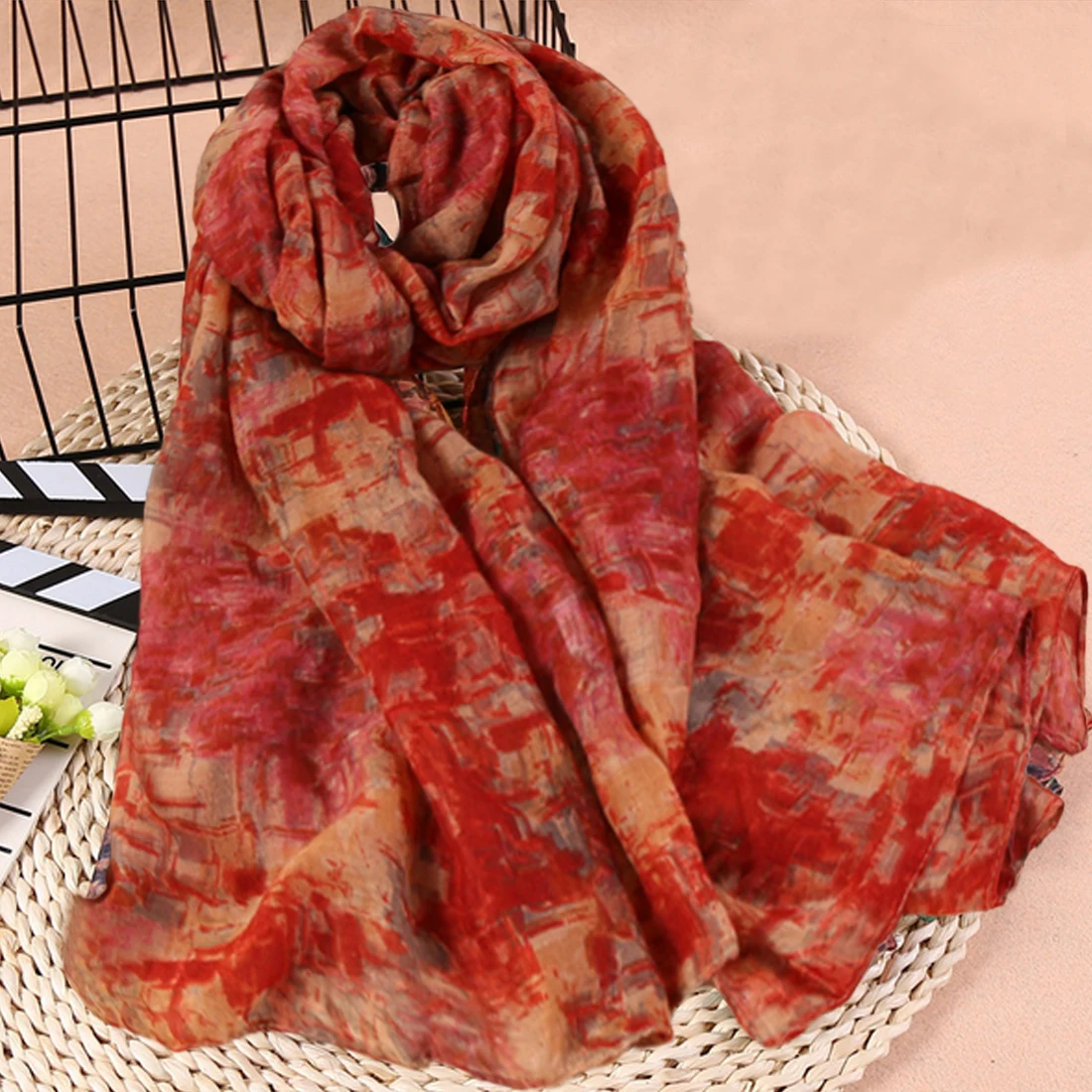Comfortable Woman Solid Scarf Cotton Voile Polyester Scarves Solid Warm