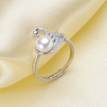 

Fashion Adjustable Silver plated Pearl Ring Accessories Ring Woman DIY Handmade Tail Ring JewelryOyster Pearl Making Accessory