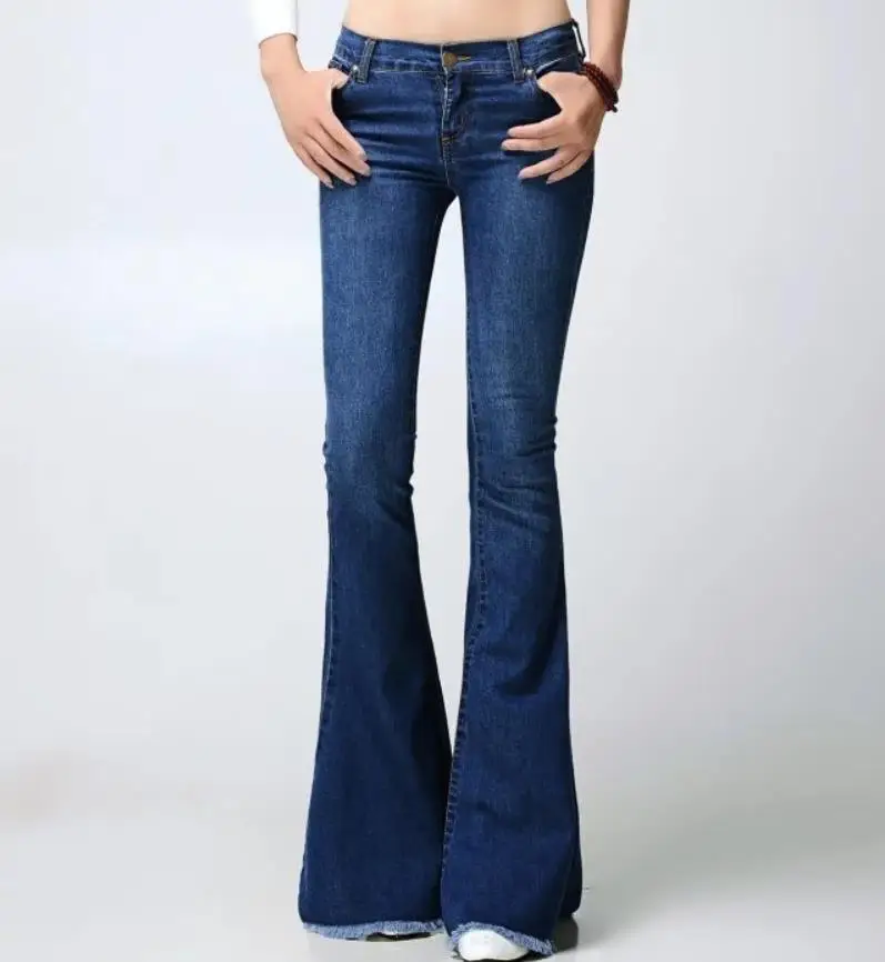 Новое поступление в европейском стиле; сезон весна-осень; расклешенные брюки; женские модные джинсы; повседневные брюки; узкие брюки с высокой талией; AW248 - Цвет: DARK  BLUE