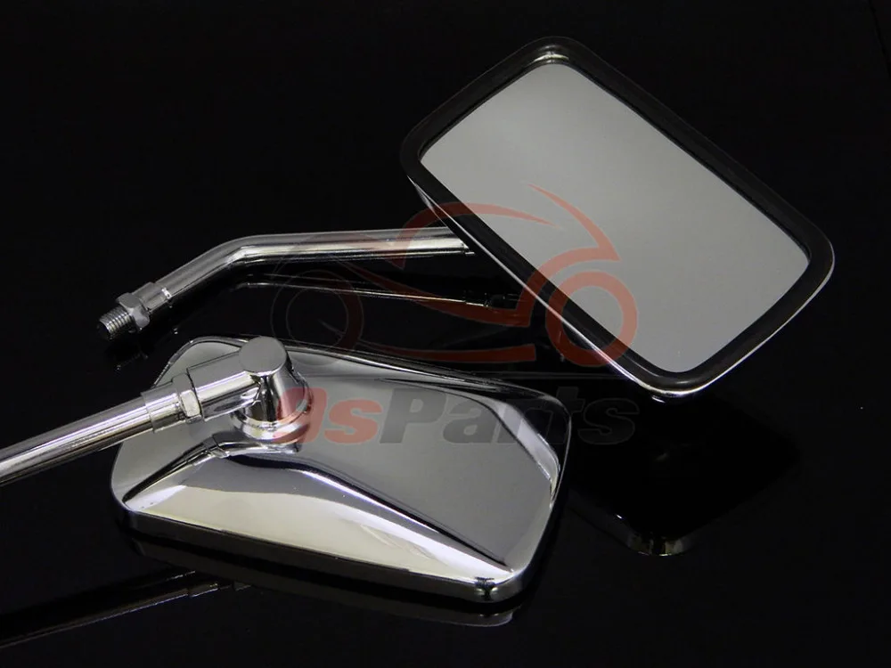 Classisc 10mm Universal Chrome Rectangle Side Rearview Mirror Motorcycle For Honda Cruiser Rebel 