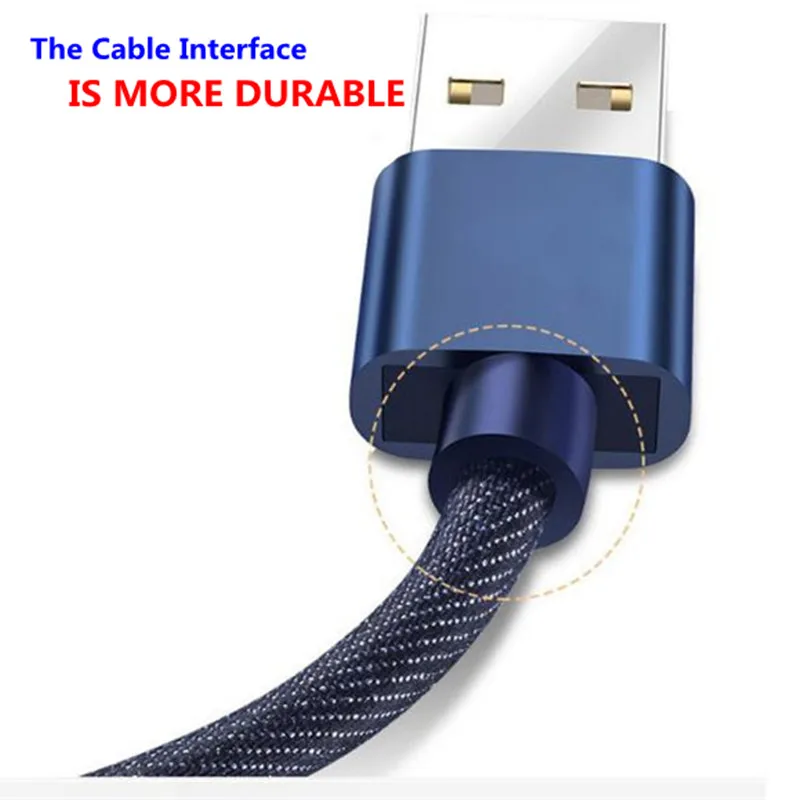 Micro USB Cable 1m 2m Denim Cable For Xiaomi Redmi Note Charging Mobile Phone USB Charger Data Cable For Samsung Sony HTC LG