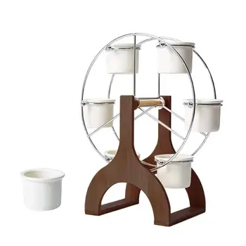 

Simple Set Succulent Plant Pot Creative Home Tabletop Flower Pot Stand Ferris Wheel Shape Ceramic Basin Flower Pot Shelf