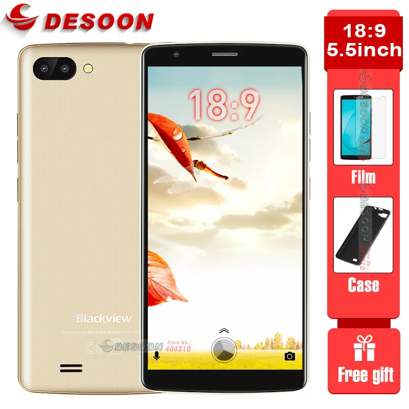 Original Blackview A20 Smartphone 18:9 5.5 inch Android Go dual Camera 1GB RAM 8GB ROM MT6580M 5MP 3G Mobile phone