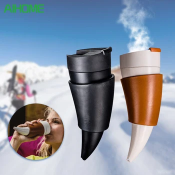 

1pcs Creative Goat Horns Stainless Steel Thermos Mug Coffee Cup Insulation Vacuum Thermos Flask Traveling Hot Water Bottle