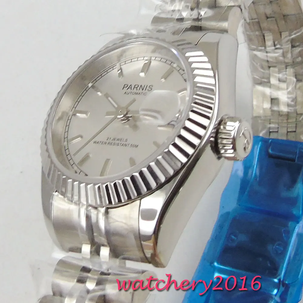 NEW Arrive 26mm parnis White Dial Sapphire Glass Date Steel Case Luxury Brand Miyota Automatic Movement men's Watch NEW Arrive 26mm parnis White Dial Sapphire Glass Date Steel Case Luxury Brand Miyota Automatic Movement men's Watch