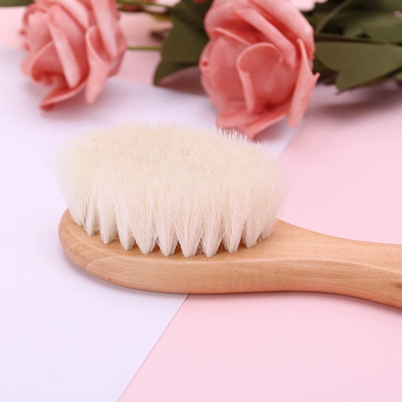 

1 Set Baby Brush Comb Hair Head Massage Wooden Handle Wool Newborn Kids Care Kit
