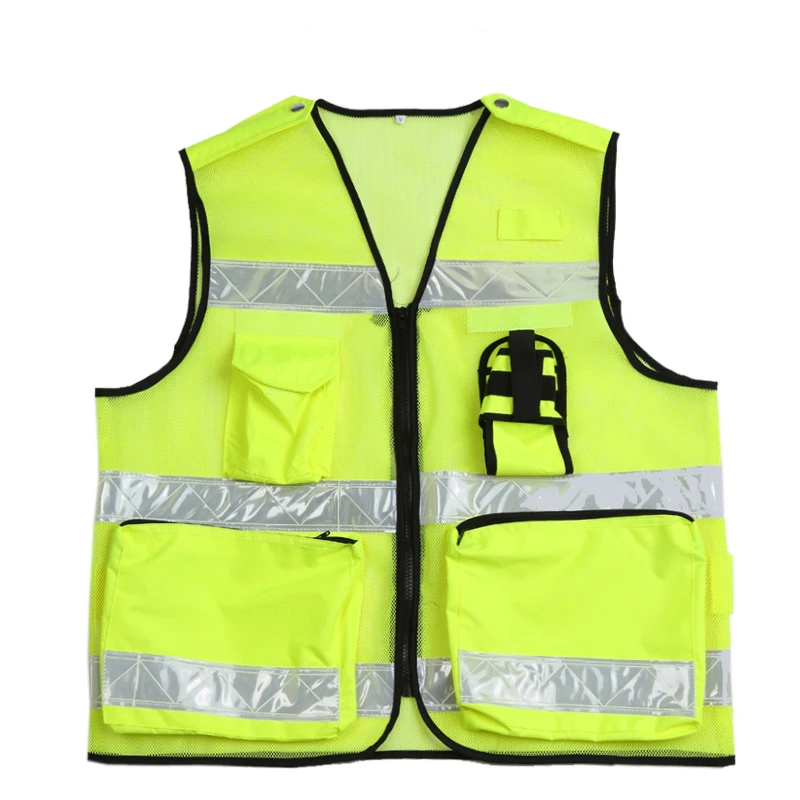 Жилет безопасности полиции высокой видимости с несколькими карманами жилет дорожного рабочего с холодостойкими отражающие ленты и карманы радио