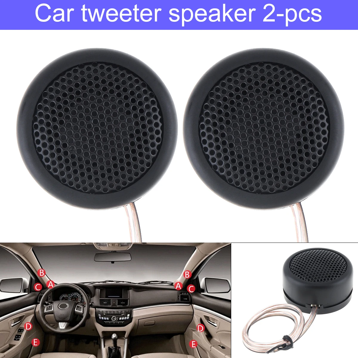 

2pcs 380W Car Tweeter Speaker Mini Dome Tweeter Speaker Loundspeaker Lound speaker for Car Vehicle Audio System High Efficiency