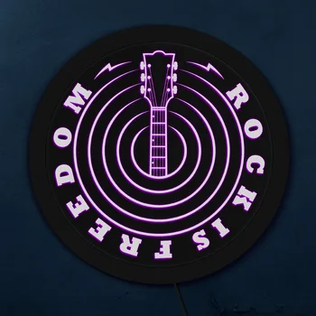 

Music Quote Rock Is Freedom Guitar Studio Sign Multi-color LED Lighting Wall Art Guitar LED Display Guitarist Man Cave Decor