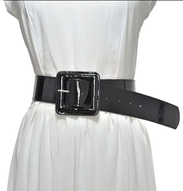 Buy New Fashion Lady Wide White Belt Square Pin Buckle