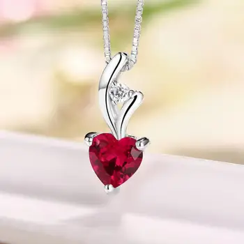 

Wholesale Customized Heart Shape Birthstone Jewelry White Gold Color Necklace For Love
