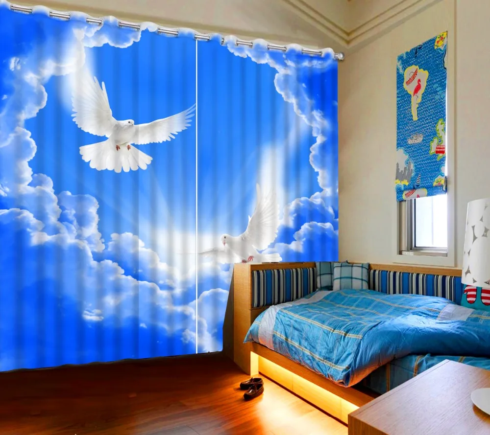 

Photo Customize size Custom any size 3d curtains blackout bedroom curtains blke sky decorative home decor