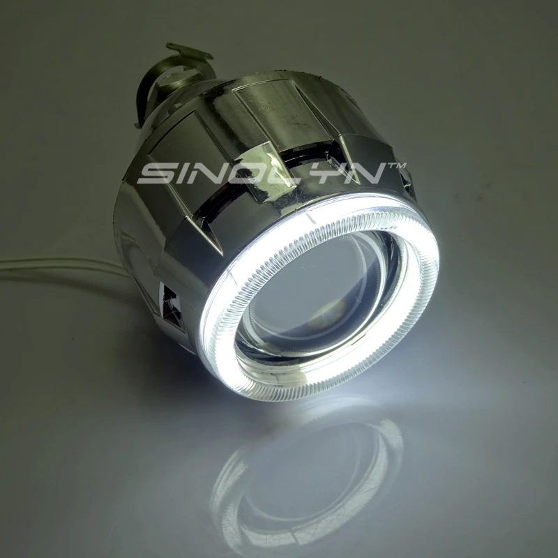 Bi Xenon Angel Eyes Projector Lenses For H4 H7 Headlight Full Kit Metal Lens Car Retrofit Use H1 HID/LED
