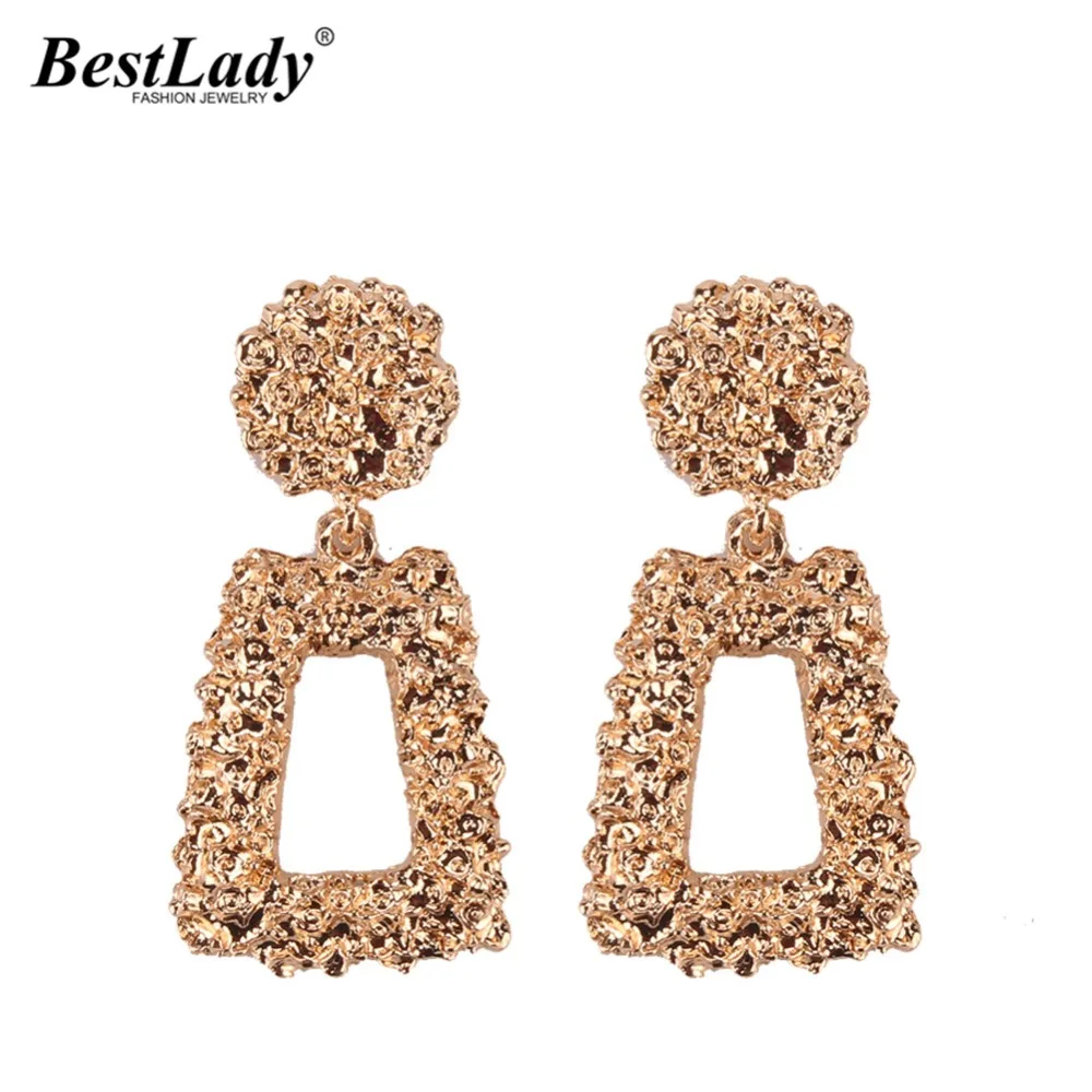 

Best lady Metal Drop Dangle Earrings For Women Bohemian Wedding Party Christmas Gifts Gold Color Geometric Jewelry Hot Sale