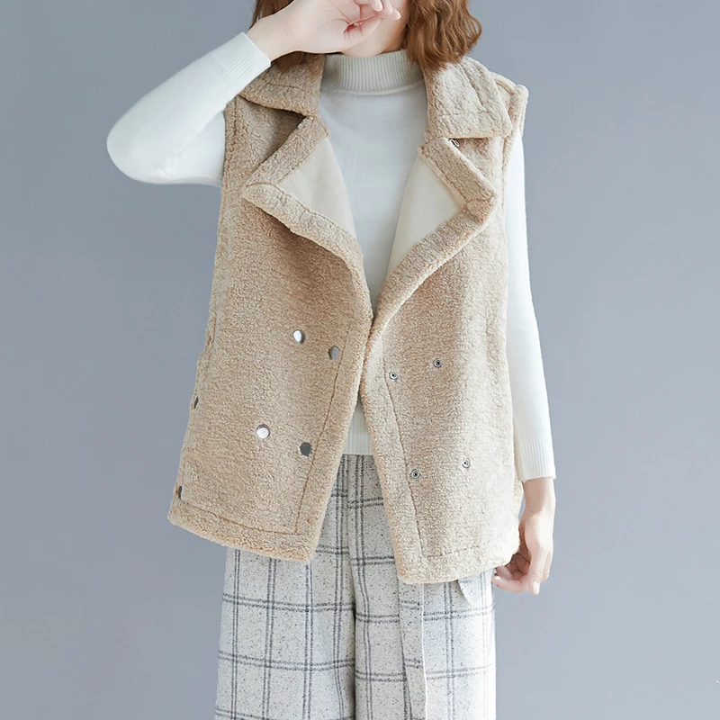 

MUMUZI New Arrival 2018 Winter Warm Fashion brand Women Faux Fur Vest Faux Sheepskin Coat Winter Fur Vest Colete Feminino