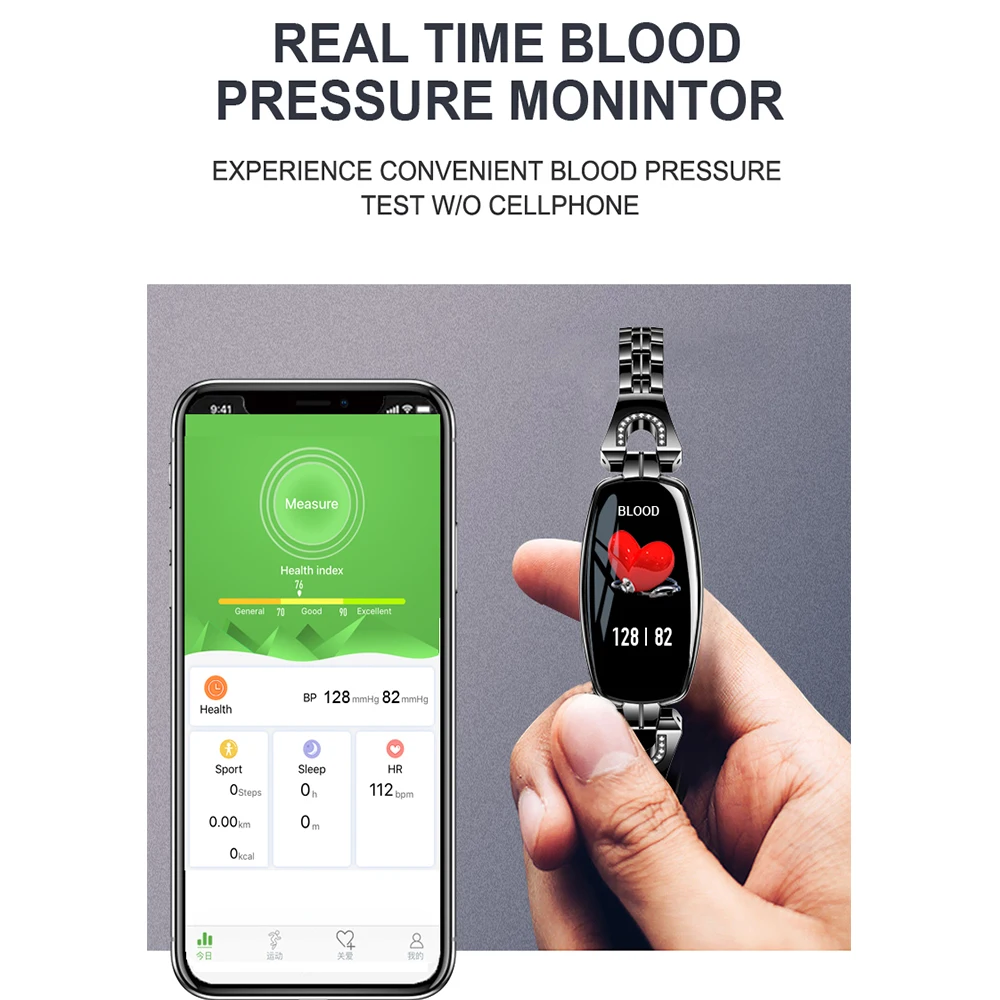 Luxury Women Smart Wristband Heart Rate Monitor Blood Pressure Bracelet Fitness Tracker IP67 Waterproof Band Best Gift for Girl Luxury Women Smart Wristband Heart Rate Monitor Blood Pressure Bracelet Fitness Tracker IP67 Waterproof Band Best Gift for Girl