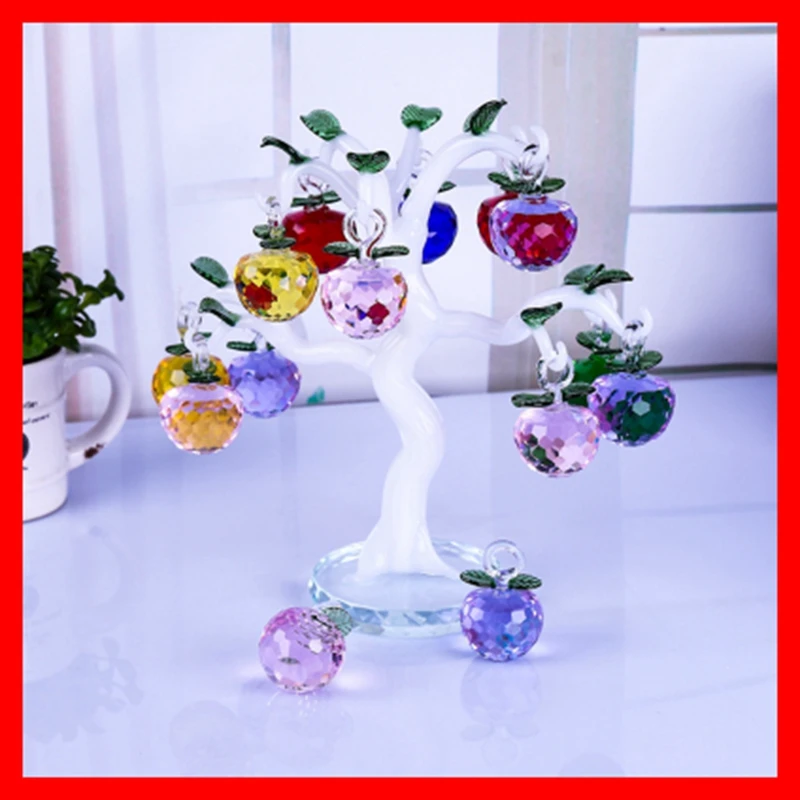 Хрустальное яблоко с 12 6 шт яблоки Fengshui ремесла домашний декор фигурки Рождество