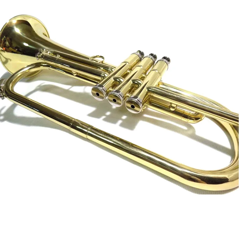 Bb flugelhorn желтый латунный Flugel Horn с деревянный ящик, профессиональные музыкальные инструменты