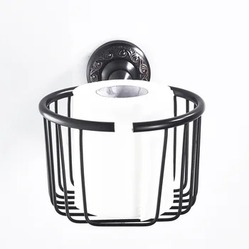 

Toilet Paper Holder Basket for Bathroom - Wall Mount, Retro Black Chrome