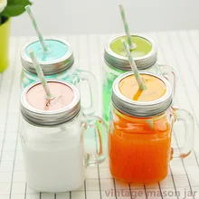 Sommer Kaltes Getränk Infusionsflasche mit stroh eis Obst Installiert Wasserflaschen Einmachglas Becher Jarras indoor Camping CA