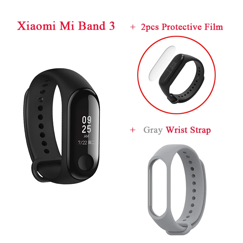 Глобальная версия Xiao mi Band 3 Smart Bluetooth mi band 3 фитнес-трекер OLED экран Водонепроницаемый умный браслет - Цвет: Add Gray Bracelet