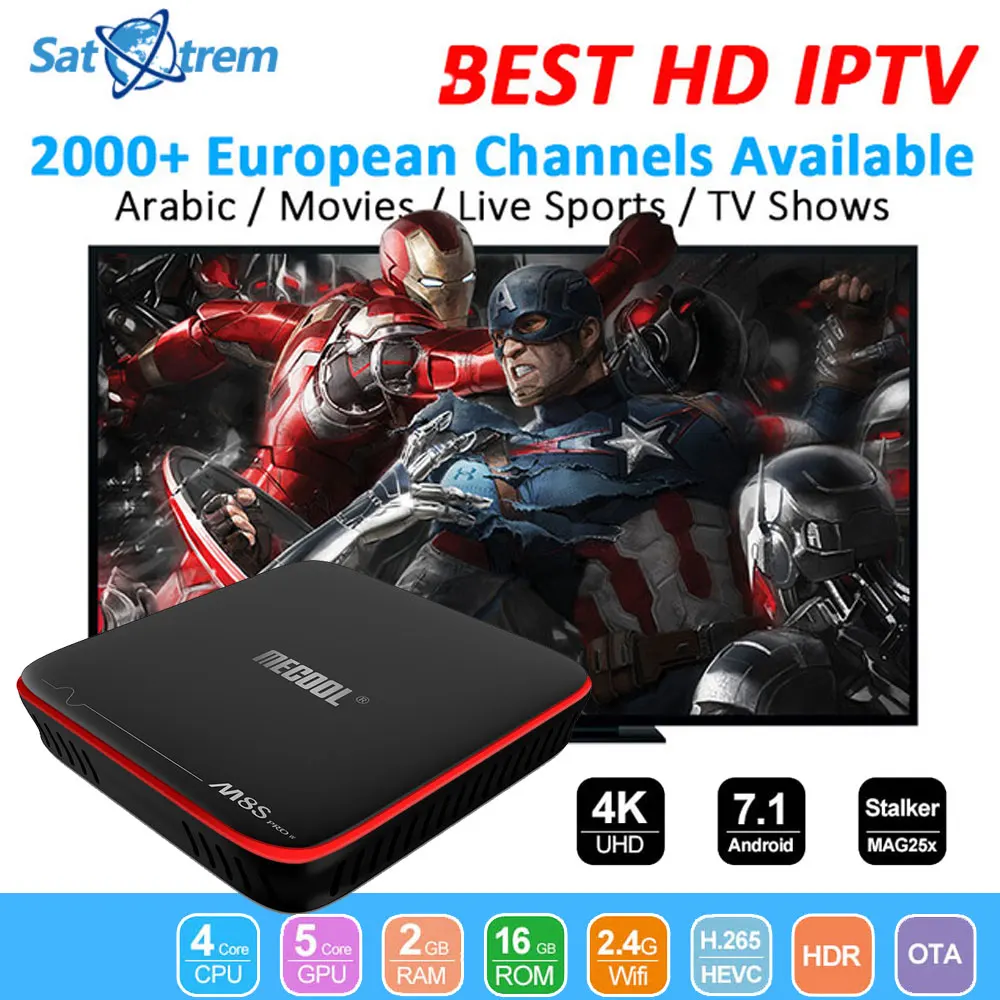 

MECOOL M8S PRO W Android 7.1 TV Box Amlogic S905W 4K Stalker MAG25X Set Top Box With 1 Year IPTV Europe Arabic Italy France Code