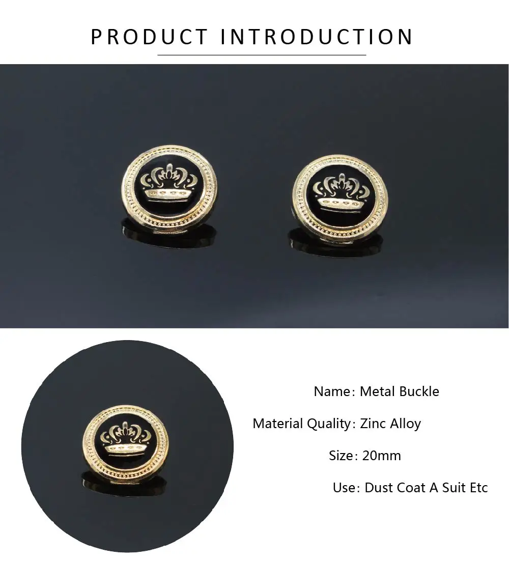 10 шт. высокое количество диаметр 22 мм blakc с золотой Металлическая корона кнопка, аксессуары для одежды, рубашка, брендовые пуговицы