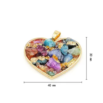 

Mixed Colors Crystal Cluster Heart Shape Pendant Gold Approx 40*30 mm