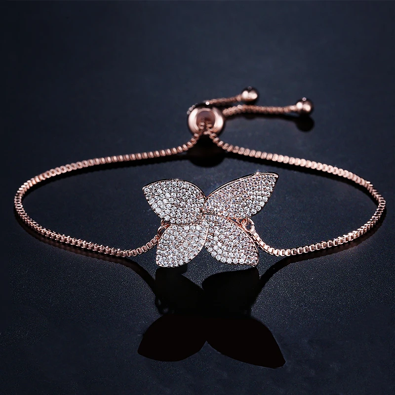 UILZ Monaco Design Accessories Fashion Flower Leaf Shape Chain Bracelet AAA zircon Micro Pave Women Wedding Jewelry UB2016