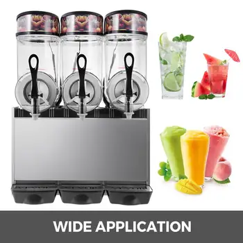 

12L*3 Triple-Bowl Full Size Slush Frozen Drink Machine 900W Commercial Use