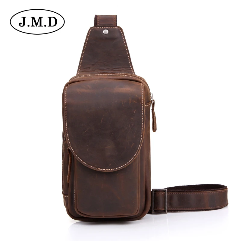 J.M.D Bag Men Chest Pack Single Shoulder Strap Back Bags Leather Travel