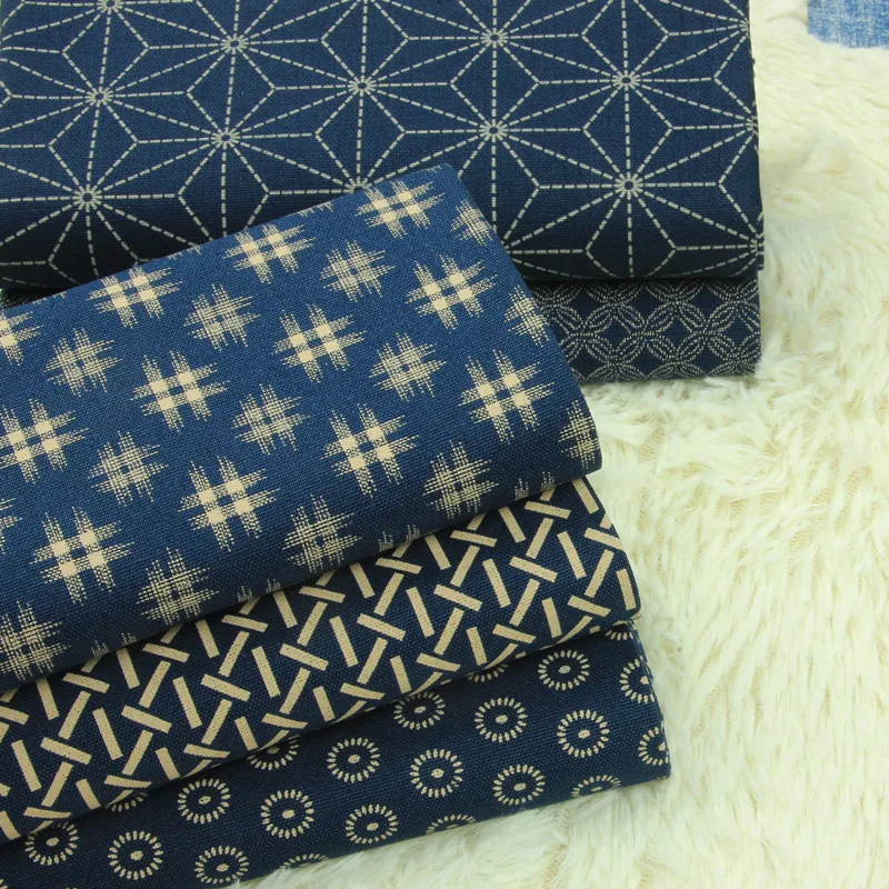 

half yard Japanese navy print thicken cotton fabric, handmade DIY patchwork mouth gold package bag cloth A828