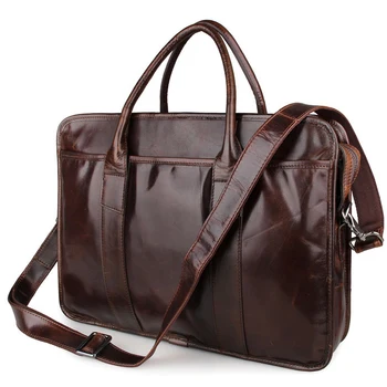 

Genuine Leather Mens Business Briefcase 15 inch Laptop Bags Men's Travel Bag Portfolio Shoulder Bag Man Natural Leather Handbag