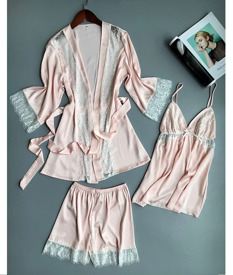pink silklike sexy sleepwear (1)