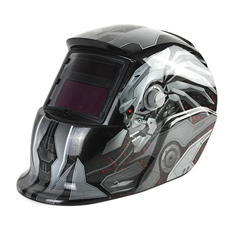 Электросварочная маска капот Солнечный автоматический сварочный шлем(солнечная энергия для перезарядки) Защита лица(робот - Цвет: Black