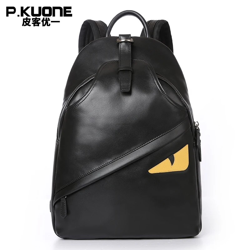 P.KUONE Brand Black Monster Eye Backpack Printing School Funny Bag Leather Backpack For Teenage Girls Mochila Escolar sac a dos