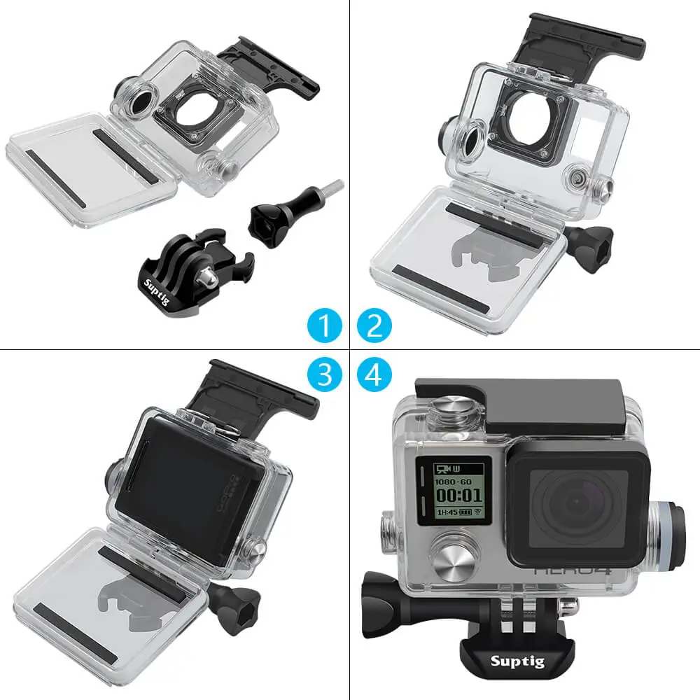 45M Underwater Charging Housing For GoPro Hero 4 Hero 3+ 3 Side Open Waterproof Rechargeable Housing Case for GoPro Hero 43+3 (8)