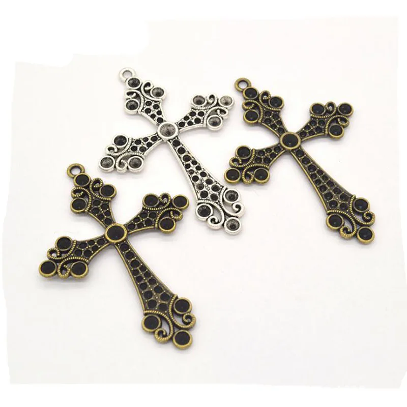 

10pcs Vintage Alloy Charms Pendant Antique Bronze/ Antique Silver Crosses Charm Fit Bracelets Necklace DIY Jewelry Making