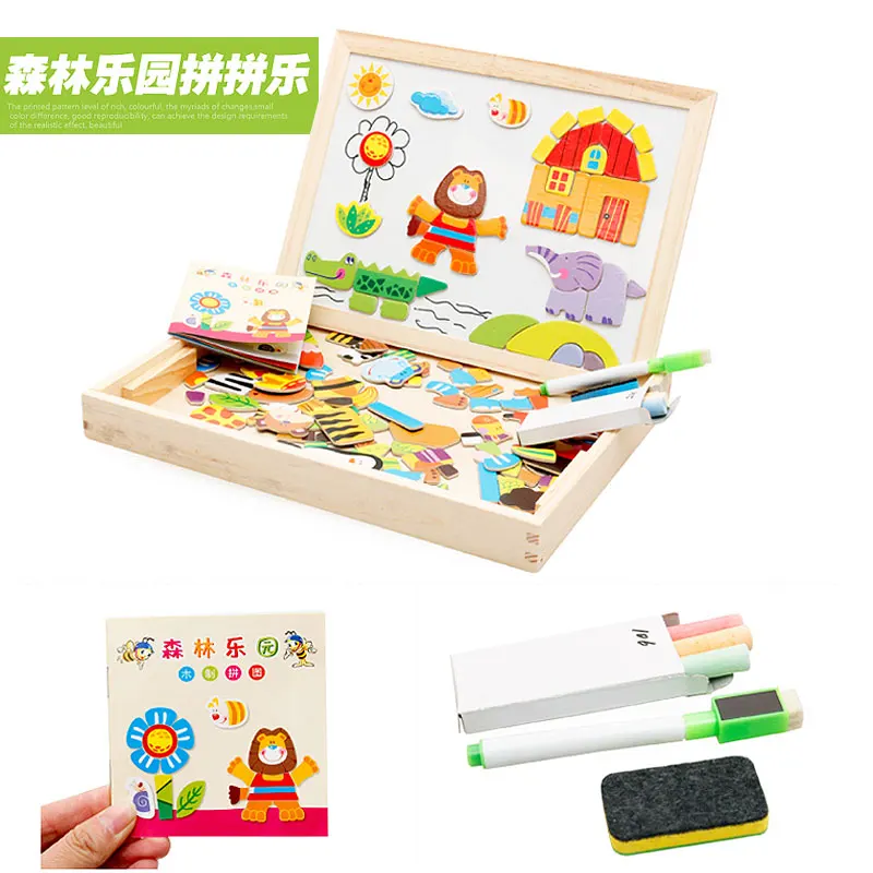 

Learning Education Puzzle Animal/City/checkerboard 5 Styles Wooden Magnetic Puzzle Drawing Board Toys Hobbies