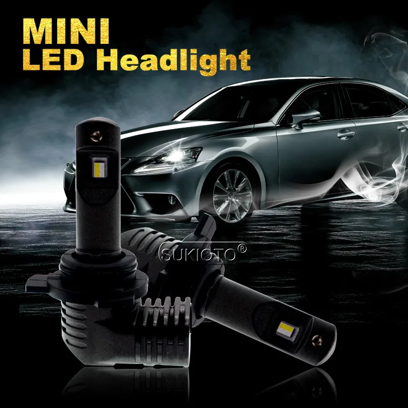 SUKIOTO Mini led H7 Car Headlight 6000k Led H8H9H11 9005HB3 9006HB4 9012 HIR2 H16 70W 10400LM Super Bright Projector Bulb