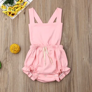 

Emmababy Newborn Baby Girl Clothes Solid Color Sleeveless Casual Cotton Romper Jumpsuit One-Piece Outfit Sunsuit Clothes