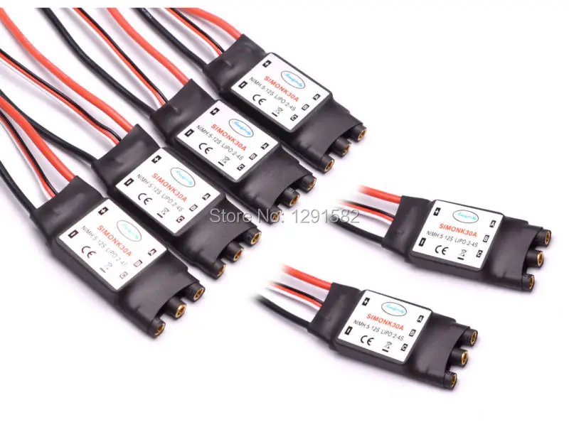 

6pcs 30A SIMONK ESC Firmware Electronic Speed Controller 5V 2A BEC soldered 3.5mm Banana Connector For F450 S500 Quadcopter