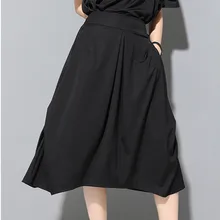 Асимметрия женская новая уличная одежда индивидуальная Повседневная модная юбка женская черная Свободная юбка большого размера AL1423