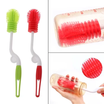 

Silicone Bristles Baby Bottle Brushes Milk Feeding Pacifier Bottle Cleaning Brush Kitchen Tools for 2 Colors