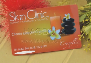 

Skin Clini gift card printed by HAOBOLAI PRINTING full color offset printing