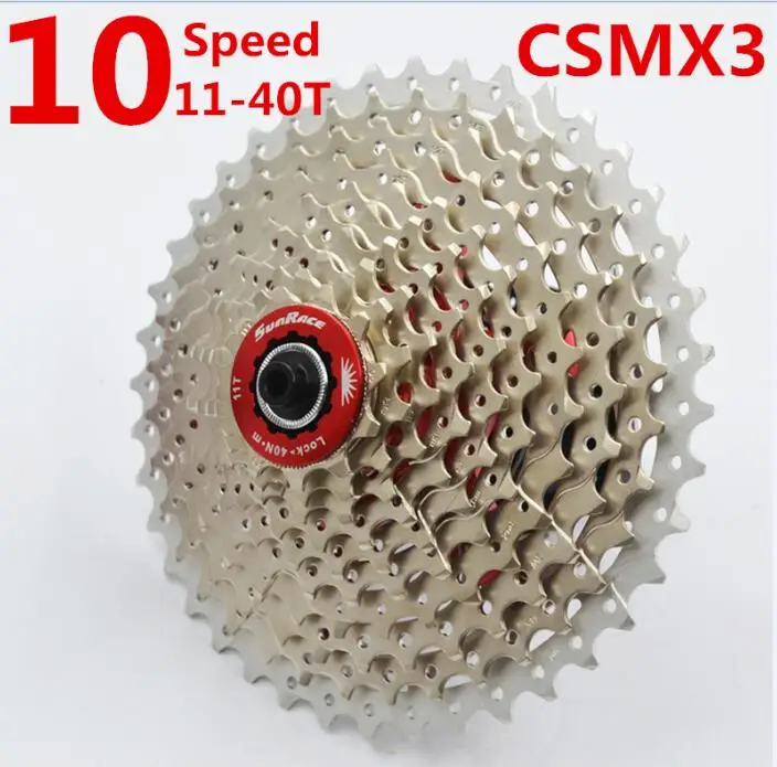 Sunracing 10 скоростей CSMX3 CSMS3 11-40T 11-42T горный велосипед свободного хода 10 S широкое соотношение MTB маховик дать адаптер - Цвет: CSMX3 silver 40T