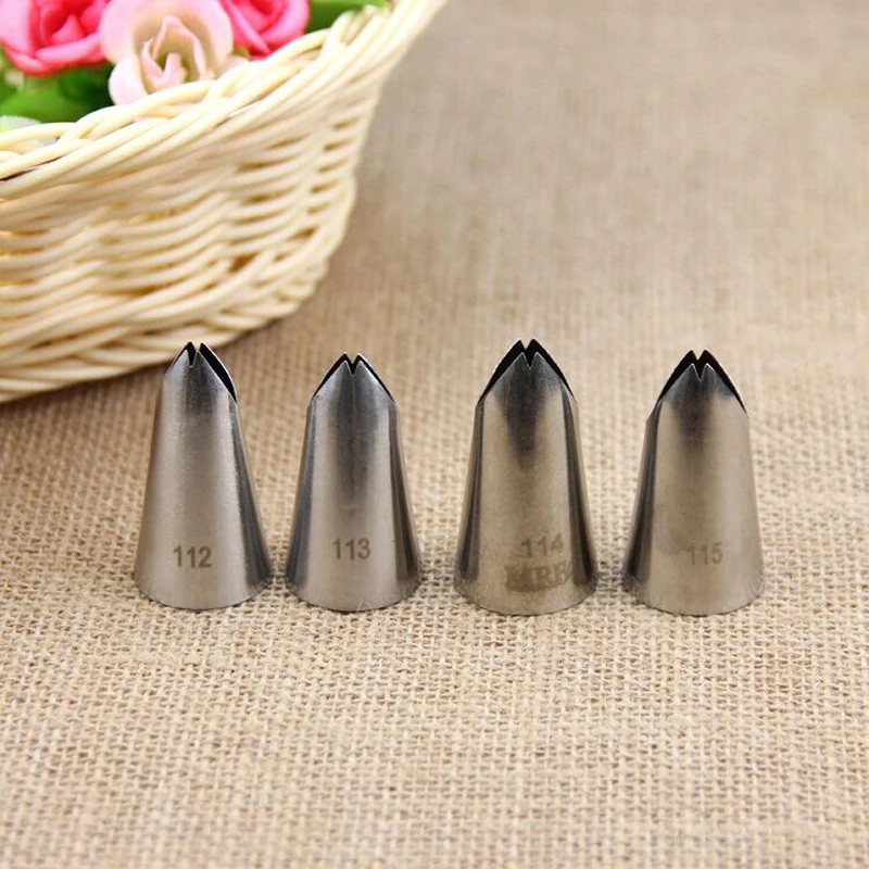 4 Pcs Medium Leaf Tips Stainless Steel Icing Piping ...